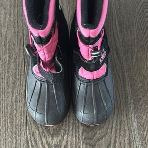 Totes Pink and Black Rain & Snow Boots with Waterproof Design